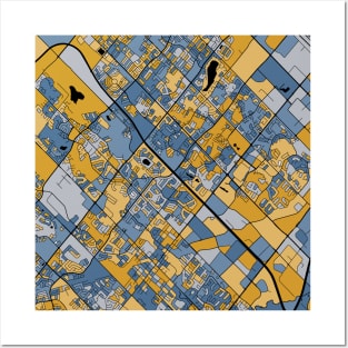 Brampton Map Pattern in Blue & Gold Posters and Art